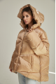 Short women's down jacket ADD in caramel color with natural filler