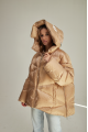 Short women's down jacket ADD in caramel color with natural filler