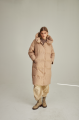 Women's long brown down jacket with natural filler