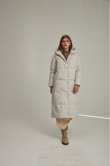 Long white down jacket