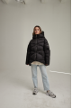 Short women's down jacket ADD black color with natural filling