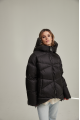 Short women's down jacket ADD black color with natural filling