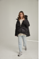 Short women's down jacket ADD black color with natural filling