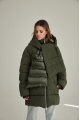 Women's dark green ADD down jacket with natural filling