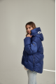 ADD short women's blue down jacket with natural filling