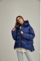 ADD short women's blue down jacket with natural filling