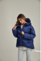 ADD short women's blue down jacket with natural filling