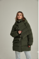 Women's dark green ADD down jacket with natural filling