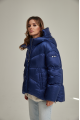 ADD short women's blue down jacket with natural filling