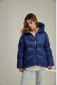 ADD short women's blue down jacket with natural filling