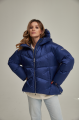 ADD short women's blue down jacket with natural filling