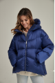 ADD short women's blue down jacket with natural filling