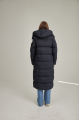 Women's long down jacket ADD in dark blue color with natural filler