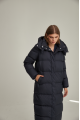 Women's long down jacket ADD in dark blue color with natural filler