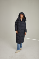 Women's long down jacket ADD in dark blue color with natural filler