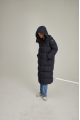 Women's long down jacket ADD in dark blue color with natural filler