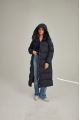 Women's long down jacket ADD in dark blue color with natural filler