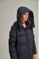 Women's long down jacket ADD in dark blue color with natural filler