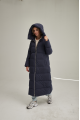 Women's long ADD blue down jacket with natural filling