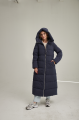 Women's long ADD blue down jacket with natural filling