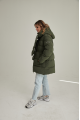 Women's dark green ADD down jacket with natural filling