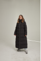 Women's long black ADD down jacket with natural filling