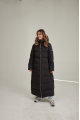 Women's long black ADD down jacket with natural filling