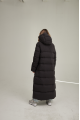 Women's long black ADD down jacket with natural filling