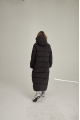 Women's long black ADD down jacket with natural filling