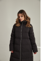 Women's long black ADD down jacket with natural filling