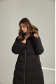 Women's long black ADD down jacket with natural filling