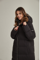 Women's long black ADD down jacket with natural filling