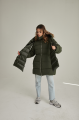 Women's dark green ADD down jacket with natural filling