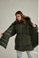 Women's dark green ADD down jacket with natural filling