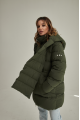 Women's dark green ADD down jacket with natural filling