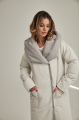 Women's long milk-colored down jacket with natural filling