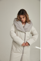 Women's long milk-colored down jacket with natural filling