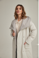 Women's long milk-colored down jacket with natural filling