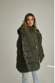 Women's dark green ADD down jacket with natural filling