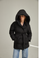 Women's black down jacket with a natural filling