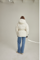 Short down jacket of milk color with natural filler