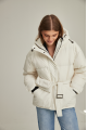 Short down jacket of milk color with natural filler