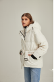 Short down jacket of milk color with natural filler