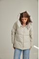 Women's down jacket with natural filler, light gray color