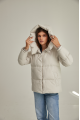 Women's down jacket with natural filler, light gray color