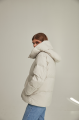 Women's down jacket with natural filler, light gray color