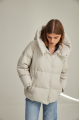 Women's down jacket with natural filler, light gray color