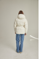 Women's down jacket of milk color with natural filler