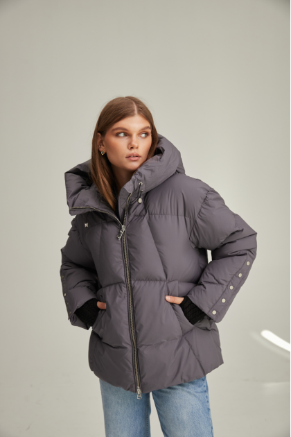 Gray women's down jacket