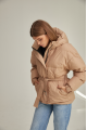 Women's down jacket of brown color